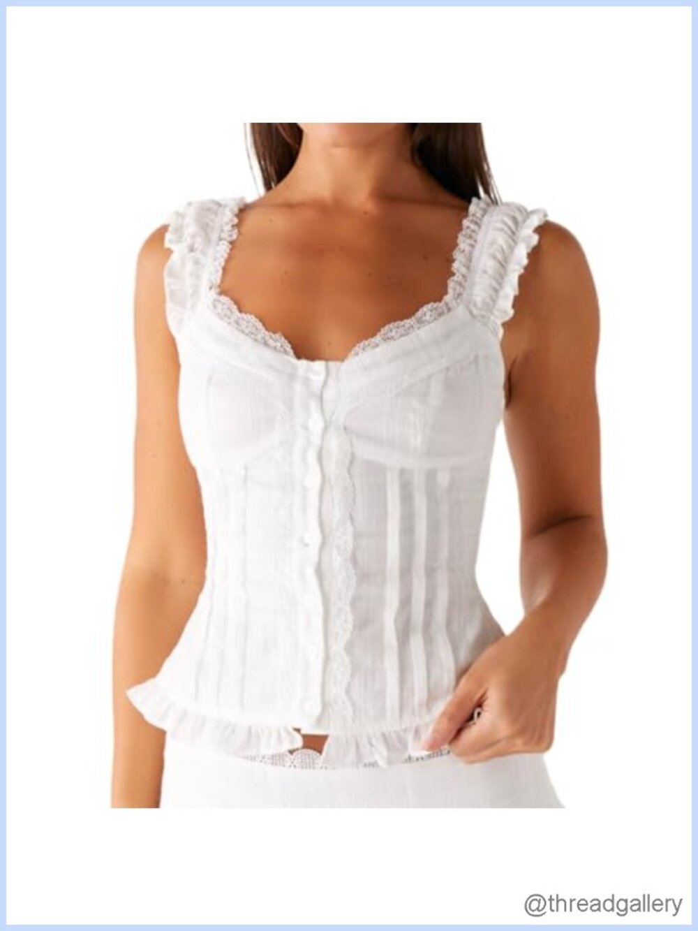 Lace Trim Square Neck Crop Cami Tank Top Y2K Summer